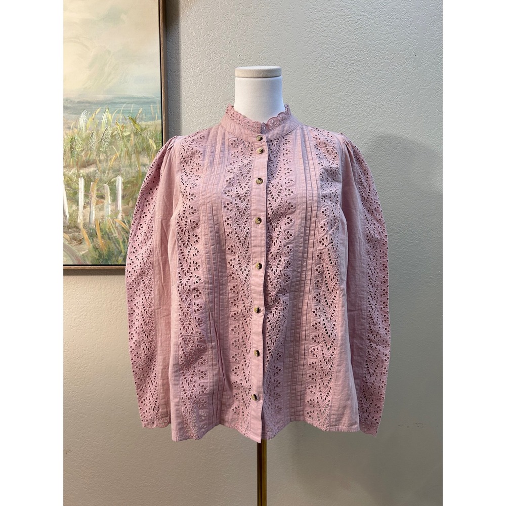 Boden Savannah Broderie Top Pink US 12 Eyelet Cottagecore - Picture 10 of 11